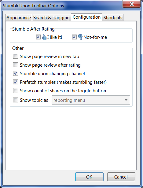 StumbleUpon Toolbar Options
